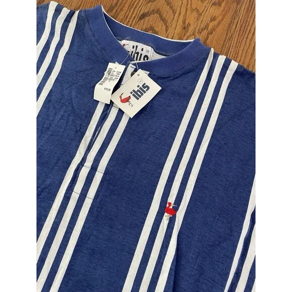 Vintage Striped T Shirt Mens 2XL Blue White Oversized Streetwear NWT - Picture 4 of 9